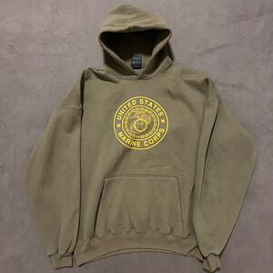 Vintage 90s USMC Marines Soffe Hoodie Olive Green Pullover Sweatshirt Mens XL